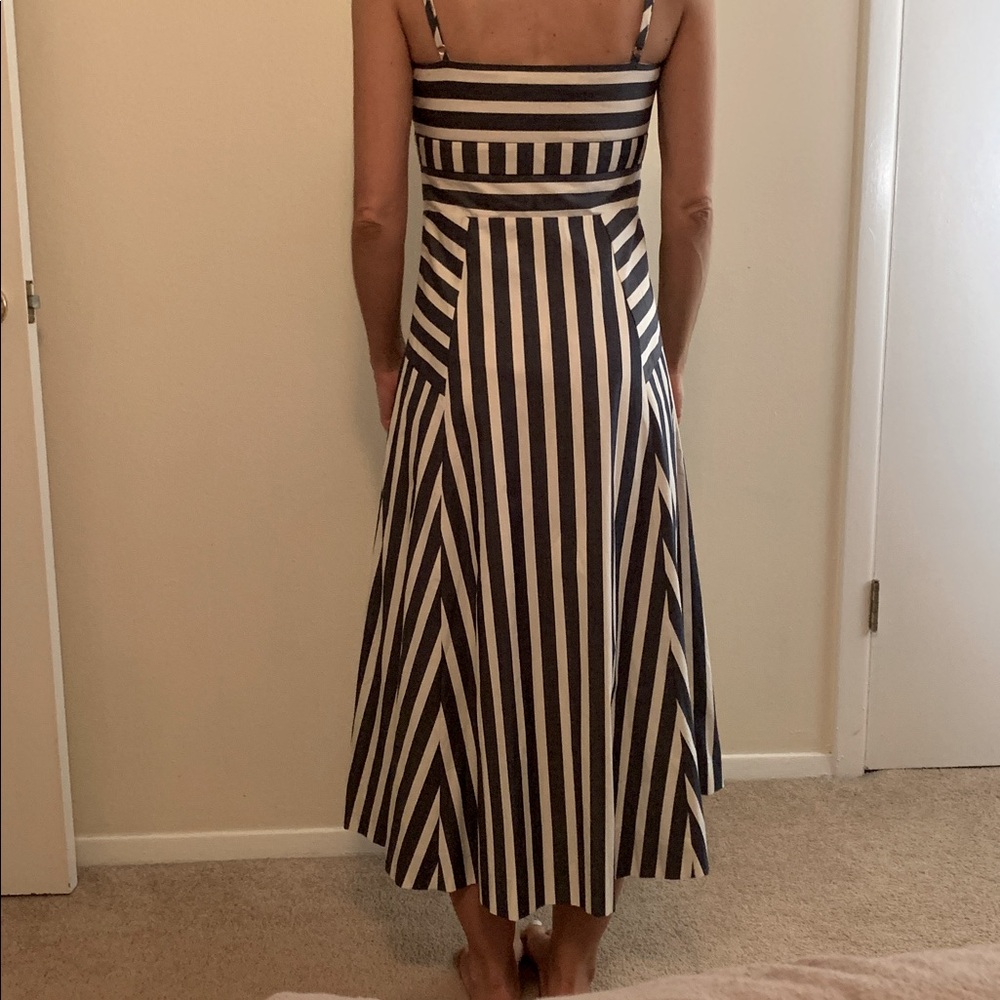 Veronica Beard Striped Navy and Cream Midi Dress - Picture 12 of 12